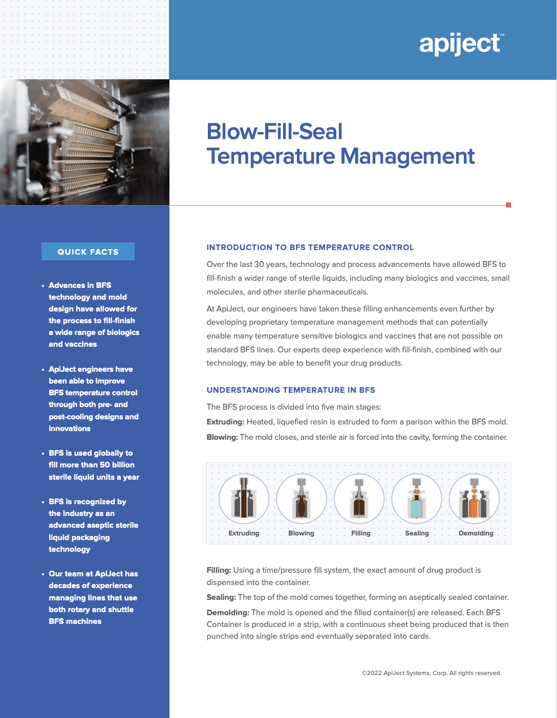 ApiJect BFS Temperature Management Data Sheet